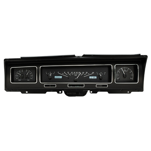 Dakota Digital Gauge, MDX System, 1968 Chevy Impala/Caprice, Black Alloy Style Face, White Display, Custom