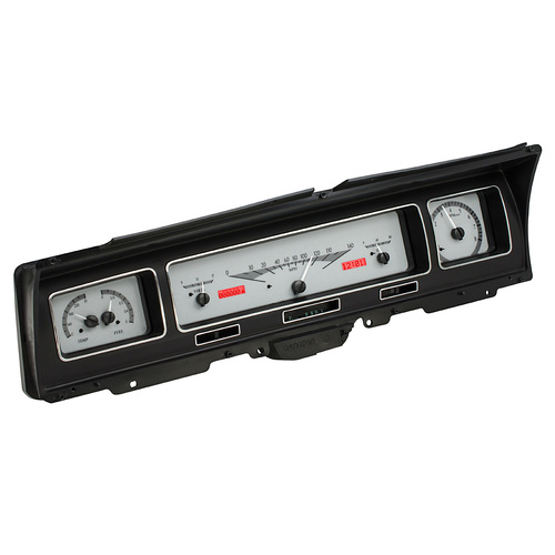Dakota Digital Gauge, MDX System, 1968 Chevy Impala/Caprice, Silver Alloy Style Face, Red Display, Custom
