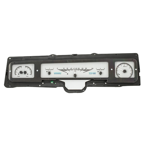 Dakota Digital Gauge, MDX System, 1968 Chevy Impala/Caprice, Silver Alloy Style Face, White Display, Custom