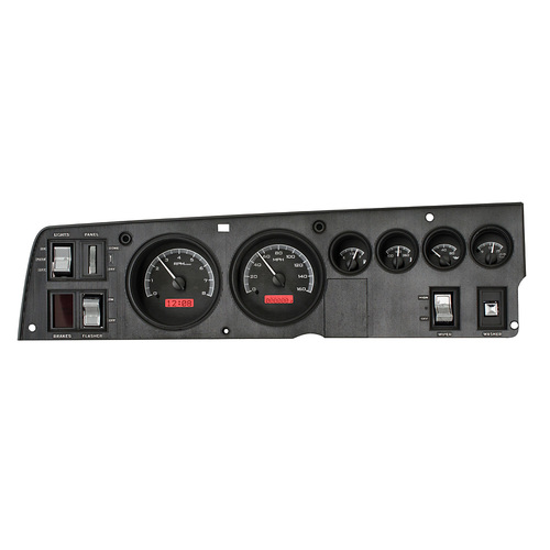 Dakota Digital Gauge, MDX System, 1968-70 Dodge Charger/ Rallye B-Body, Black Alloy Style Face, Red Display, Custom