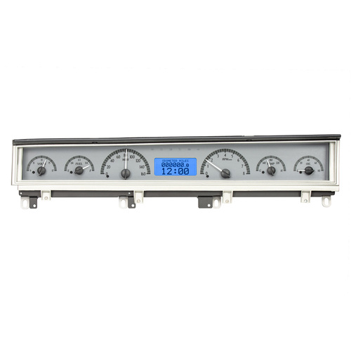 Dakota Digital Gauge, MDX System, 1968-70 Dodge Coronet, Belvedere Non-Rallye B-Body, Silver Alloy Style Face, Blue Display, Custom