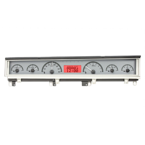 Dakota Digital Gauge, MDX System, 1968-70 Dodge Coronet, Belvedere Non-Rallye B-Body, Silver Alloy Style Face, Red Display, Custom