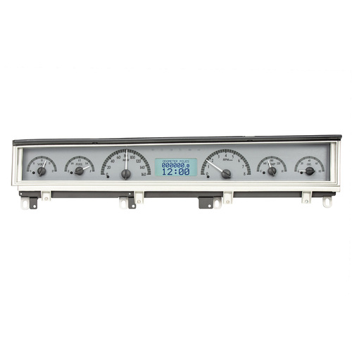 Dakota Digital Gauge, MDX System, 1968-70 Dodge Coronet, Belvedere Non-Rallye B-Body, Silver Alloy Style Face, White Display, Custom