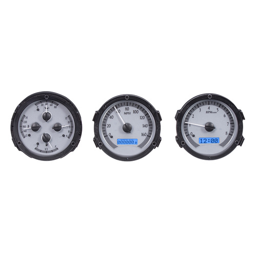 Dakota Digital Gauge, MDX System, 1968-69 Oldsmobile Cutlass, Silver Alloy Style Face, Blue Display, Custom