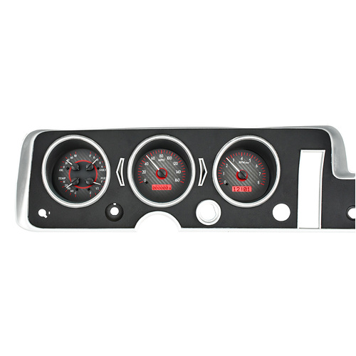 Dakota Digital Gauge, MDX System, 1968 Pontiac GTO, Carbon Fiber Style Face, Red Display, Custom