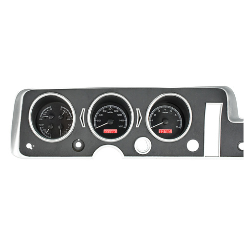 Dakota Digital Gauge, MDX System, 1968 Pontiac GTO, Black Alloy Style Face, Red Display, Custom
