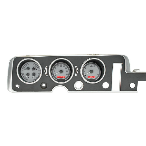 Dakota Digital Gauge, MDX System, 1968 Pontiac GTO, Silver Alloy Style Face, Red Display, Custom