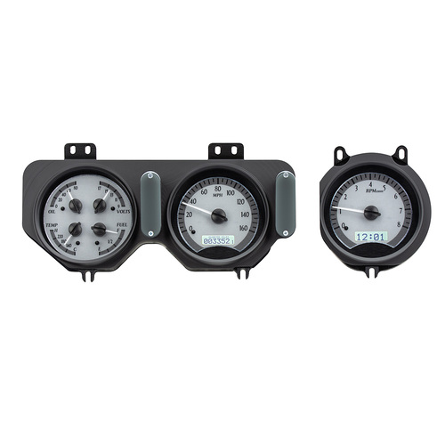 Dakota Digital Gauge, MDX System, 1968 Pontiac GTO, Silver Alloy Style Face, White Display, Custom