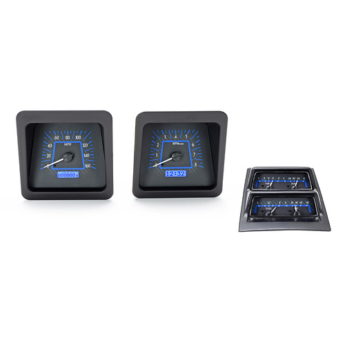 Dakota Digital Gauge, MDX System, 1969 Chevy Camaro w/ Console Gauges, Carbon Fiber Style Face, Blue Display, Custom