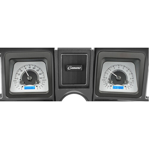 Dakota Digital Gauge, MDX System, 1969 Chevy Camaro, Silver Alloy Style Face, Blue Display, Custom