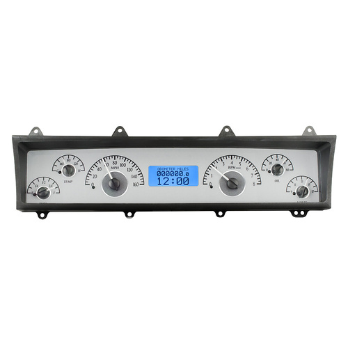 Dakota Digital Gauge, MDX System, 1969-76 Chevy Nova, Silver Alloy Style Face, Blue Display, Custom