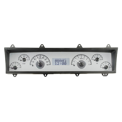 Dakota Digital Gauge, MDX System, 1969-76 Chevy Nova, Silver Alloy Style Face, White Display, Custom