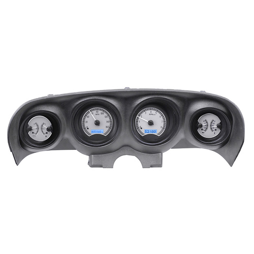 Dakota Digital Gauge, MDX System, 1969-70 Ford Mustang, Silver Alloy Style Face, Blue Display, Custom