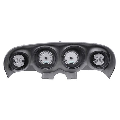 Dakota Digital Gauge, MDX System, 1969-70 Ford Mustang, Silver Alloy Style Face, White Display, Custom