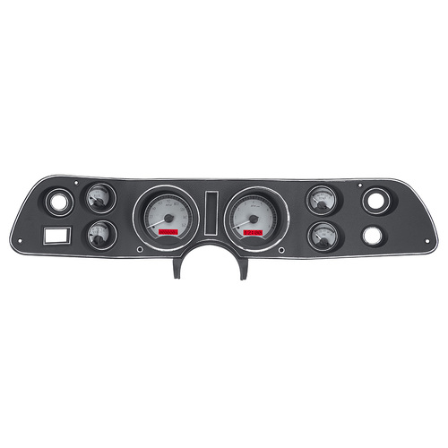 Dakota Digital Gauge, MDX System, 1970-81 Chevy Camaro, Silver Alloy Style Face, Red Display, Custom