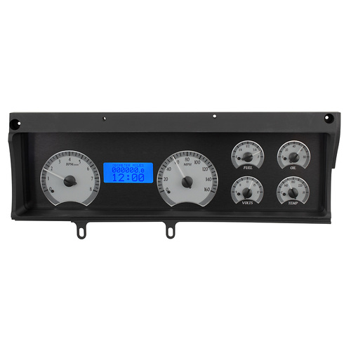 Dakota Digital Gauge, MDX System, 1970-72 Chevy Malibu/ El Camino, Silver Alloy Style Face, Blue Display, Custom