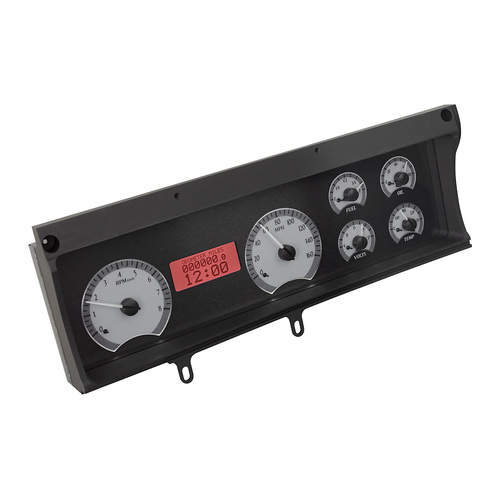 Dakota Digital Gauge, MDX System, 1970-72 Chevy Malibu/ El Camino, Silver Alloy Style Face, Red Display, Custom