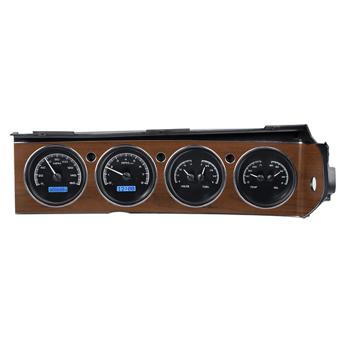 Dakota Digital Gauge, MDX System, 1970-74 Dodge Challenger/ E-Body Rallye Dash, Black Alloy Style Face, Blue Display, Custom