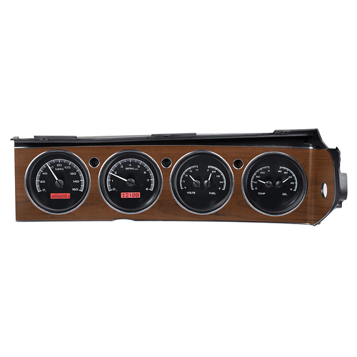 Dakota Digital Gauge, MDX System, 1970-74 Dodge Challenger/ E-Body Rallye Dash, Black Alloy Style Face, Red Display, Custom