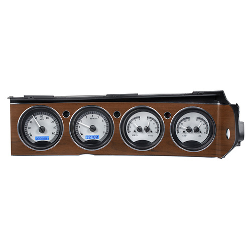 Dakota Digital Gauge, MDX System, 1970-74 Dodge Challenger/ E-Body Rallye Dash, Silver Alloy Style Face, Blue Display, Custom