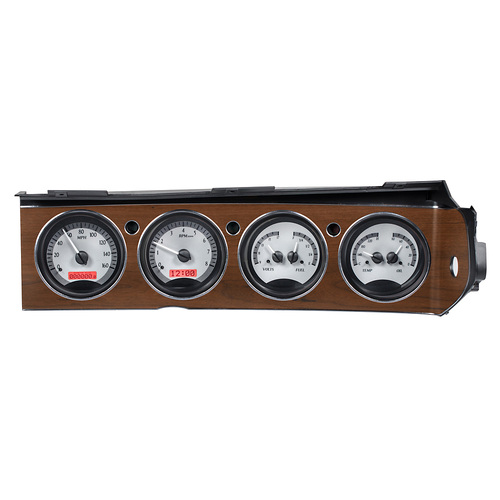 Dakota Digital Gauge, MDX System, 1970-74 Dodge Challenger/ E-Body Rallye Dash, Silver Alloy Style Face, Red Display, Custom