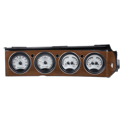 Dakota Digital Gauge, MDX System, 1970-74 Dodge Challenger/ E-Body Rallye Dash, Silver Alloy Style Face, White Display, Custom