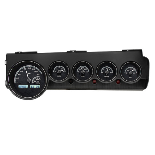 Dakota Digital Gauge, MDX System, 1970-74 Dodge Challenger/ E-Body Non-Rallye Dash, Black Alloy Style Face, White Display, Custom