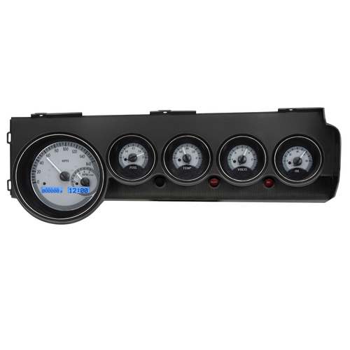 Dakota Digital Gauge, MDX System, 1970-74 Dodge Challenger/ E-Body Non-Rallye Dash, Silver Alloy Style Face, Blue Display, Custom