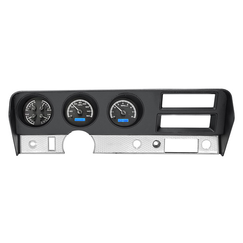 Dakota Digital Gauge, MDX System, 1970-72 Pontiac GTO, Black Alloy Style Face, Blue Display, Custom
