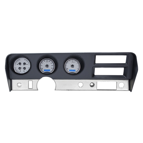 Dakota Digital Gauge, MDX System, 1970-72 Pontiac GTO, Silver Alloy Style Face, Blue Display, Custom