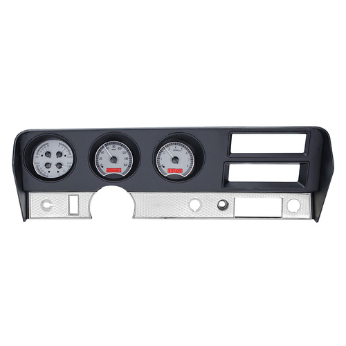 Dakota Digital Gauge, MDX System, 1970-72 Pontiac GTO, Silver Alloy Style Face, Red Display, Custom