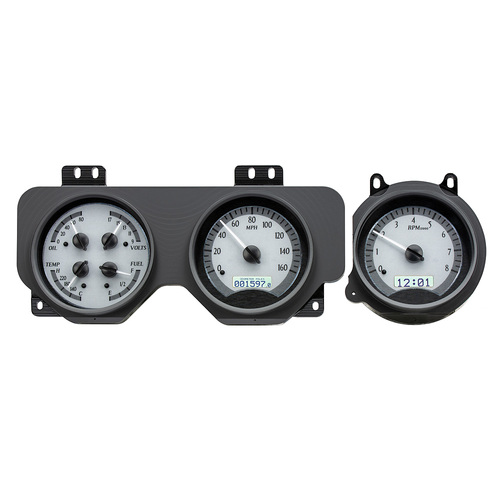 Dakota Digital Gauge, MDX System, 1970-72 Pontiac GTO, Silver Alloy Style Face, White Display, Custom