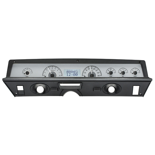Dakota Digital Gauge, MDX System, 1971-76 Chevy Impala/Caprice, Silver Alloy Style Face, White Display, Custom