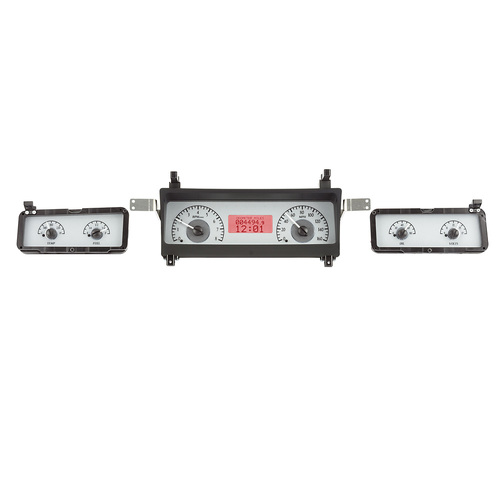 Dakota Digital Gauge, MDX System, 1973-77 Chevy Chevelle / Monte Carlo, Silver Alloy Style Face, Red Display, Custom