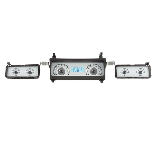 Dakota Digital Gauge, MDX System, 1973-77 Chevy Chevelle / Monte Carlo, Silver Alloy Style Face, White Display, Custom