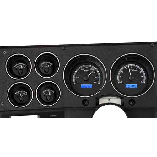 Dakota Digital Gauge, MDX System, 1973-87 Chevy Pickup, Black Alloy Style Face, Blue Display, Custom