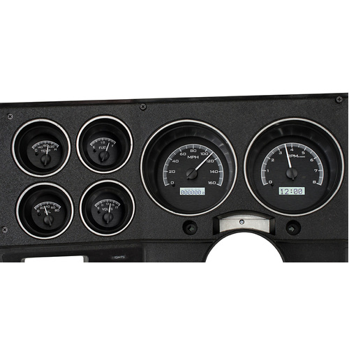 Dakota Digital Gauge, MDX System, 1973-87 Chevy Pickup, Black Alloy Style Face, White Display, Custom