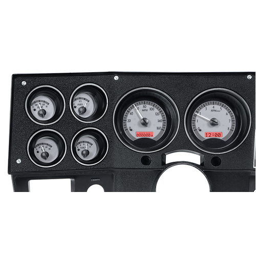 Dakota Digital Gauge, MDX System, 1973-87 Chevy Pickup, Silver Alloy Style Face, Red Display, Custom