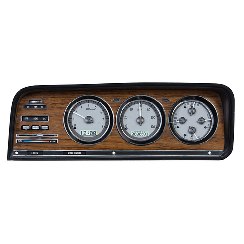 Dakota Digital Gauge, MDX System, 1973-85 Jeep Wagoneer/J-Trucks, Silver Alloy Style Face, White Display, Custom