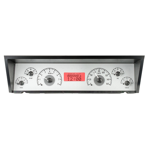 Dakota Digital Gauge, MDX System, 1977-90 Chevy Impala/Caprice, Silver Alloy Style Face, Red Display, Custom