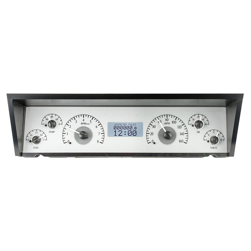 Dakota Digital Gauge, MDX System, 1977-90 Chevy Impala/Caprice, Silver Alloy Style Face, White Display, Custom