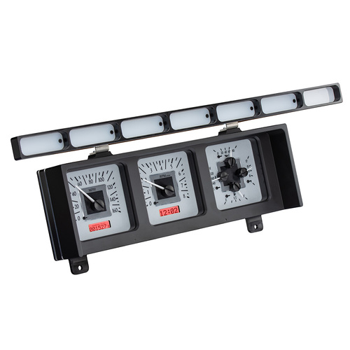 Dakota Digital Gauge, MDX System, 1980-86 Ford Pickup, Silver Alloy Style Face, Red Display, Custom