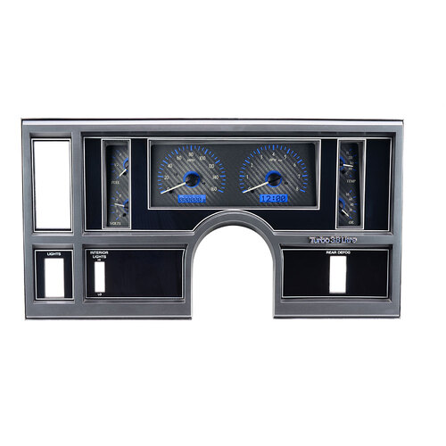 Dakota Digital Gauge, MDX System, 1984-87 Buick Regal, Carbon Fiber Style Face, Blue Display, Custom