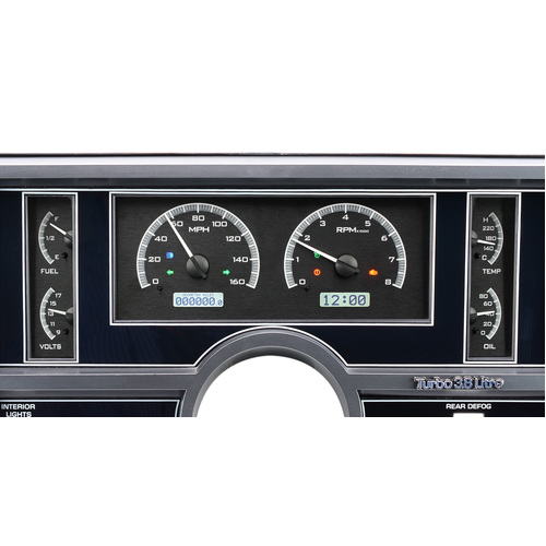 Dakota Digital Gauge, MDX System, 1984-87 Buick Regal, Black Alloy Style Face, White Display, Custom