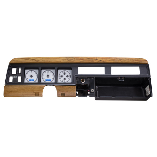 Dakota Digital Gauge, MDX System, 1986-91 Jeep Wagoneer/J-Trucks, Silver Alloy Style Face, Blue Display, Custom