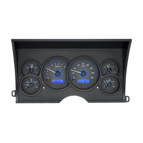 Dakota Digital Gauge, MDX System, 1988-94 Chevy Pickup, Carbon Fiber Style Face, Blue Display, Custom