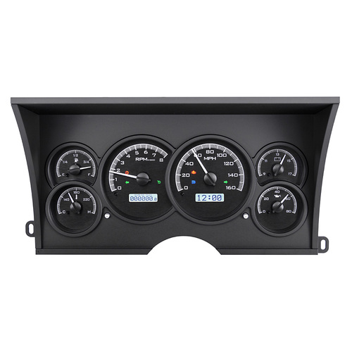Dakota Digital Gauge, MDX System, 1988-94 Chevy Pickup, Black Alloy Style Face, White Display, Custom