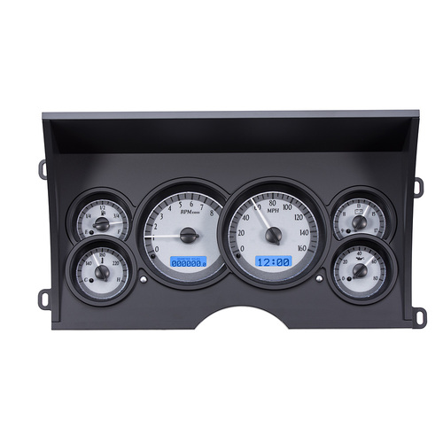 Dakota Digital Gauge, MDX System, 1988-94 Chevy Pickup, Silver Alloy Style Face, Blue Display, Custom