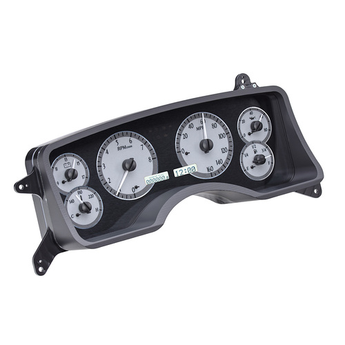 Dakota Digital Gauge, MDX System, 1990-93 Ford Mustang, Silver Alloy Style Face, White Display, Custom
