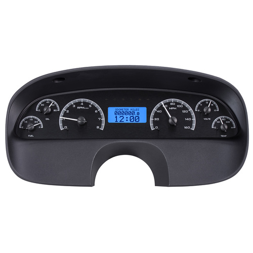 Dakota Digital Gauge, MDX System, 1994-96 Chevy Caprice/Impala SS, Black Alloy Style Face, Blue Display, Custom